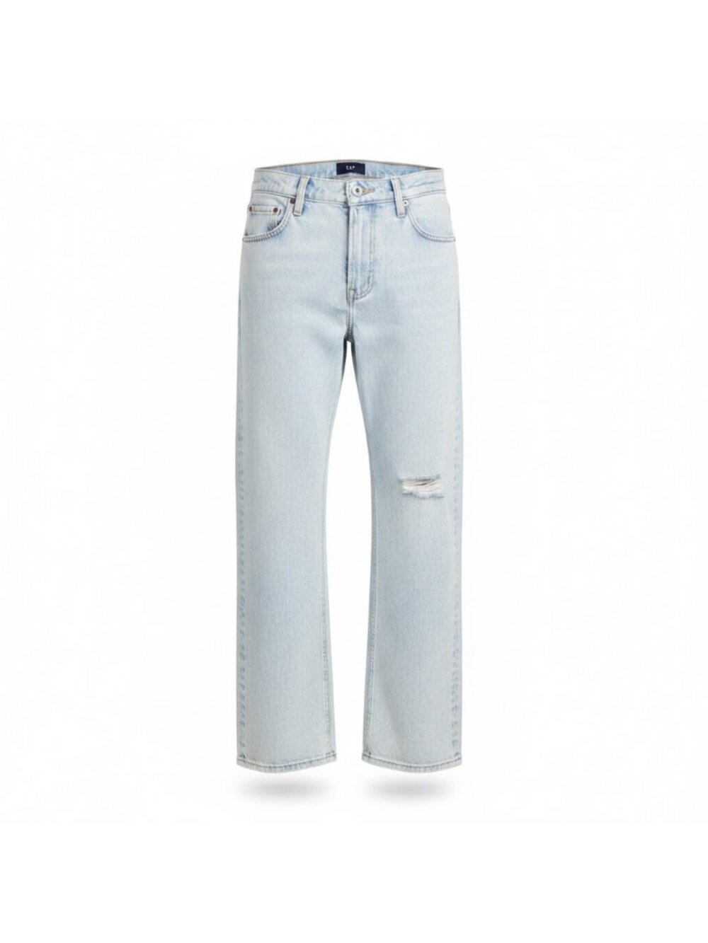 Gap Womens Light Wash Distressed Straight-Leg Jeans Petite Low Stride Size 27